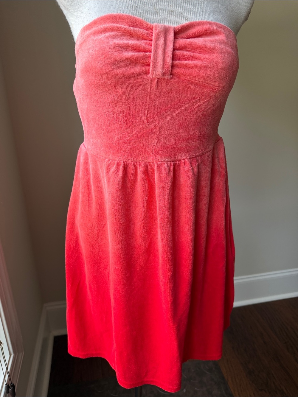 Juicy Couture Coral-Red Strapless Velvet Sundress